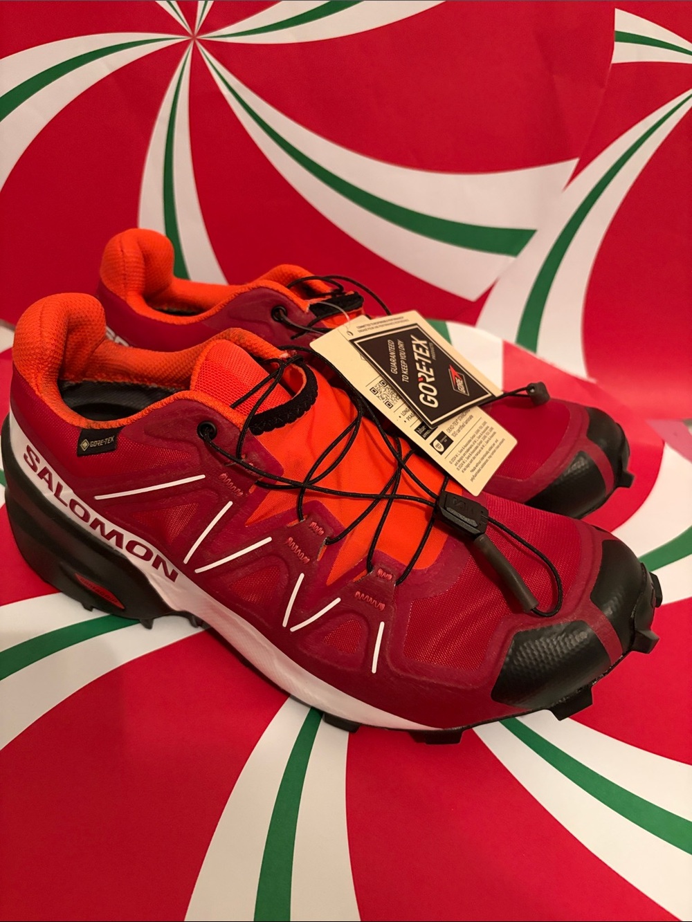 Salomon Men's Red and Orange Trail Running Shoes with GORE-TEX
